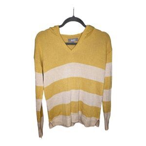 Marled Yellow and Beige Woven Long Sleeves Hoodie Women's Size Extra Small